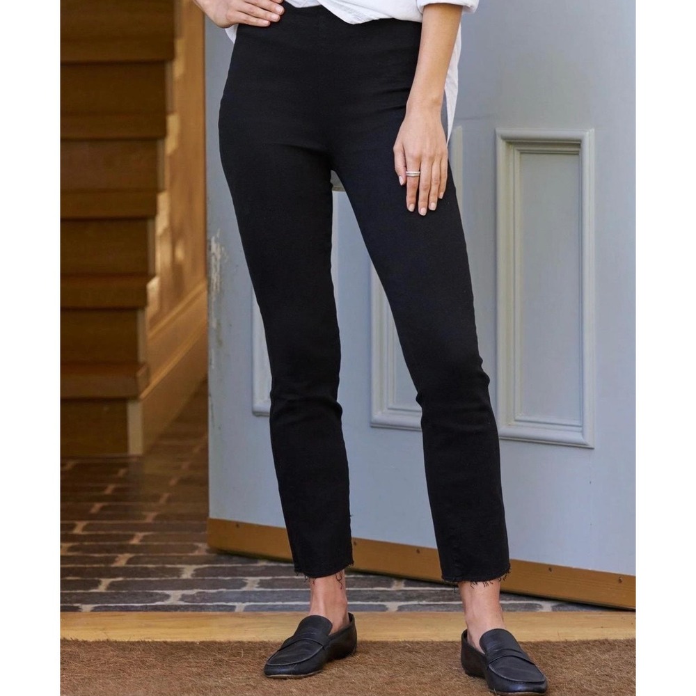 Frank & Eileen Women Derry Illusion 01 Pull On Ankle Raw Hem Jeans Black Luxury